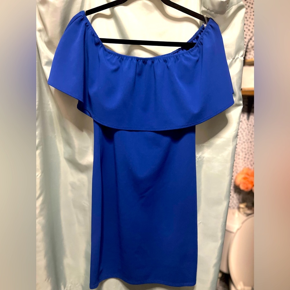 Electric blue strapless dress